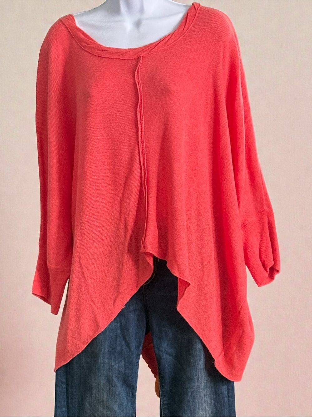 Free people Relaxed Coral Asymmetric Knit Top